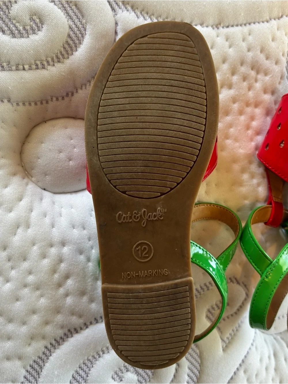 Cat & Jack Red and Green Patent Kids Sandals Strawberries